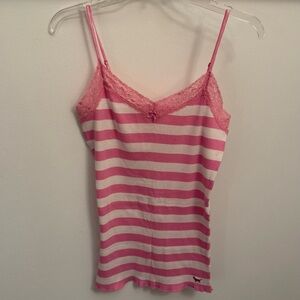Victoria's Secret Pink and White Striped Tank with Lace
